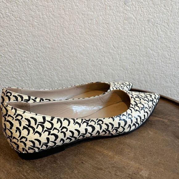 Barbara Bui White Black Animal Print Pointed Toe Ballet Flats Women's Size 36 6 - Picture 4 of 10